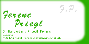 ferenc priegl business card